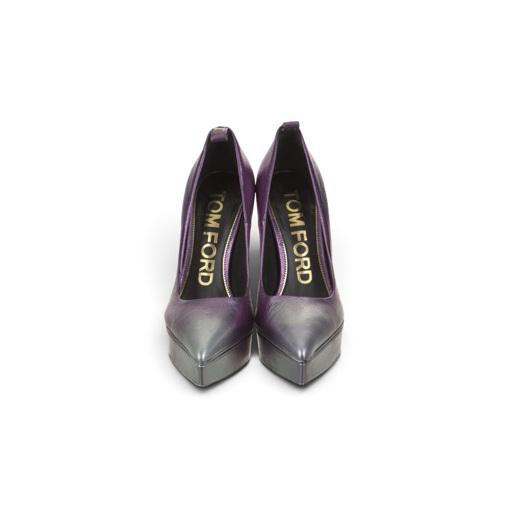 Tom Ford Ombré Metallic Leather Platform Pumps Purple Silver EU 37 US 7 - Picture 6 of 12